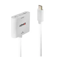 Lindy 43338 adaptor pentru cabluri video 0,1 m USB tip-C DVI Alb