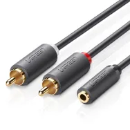 Ugreen 10588 cablu audio 1 m 2 x RCA 3.5mm Negru