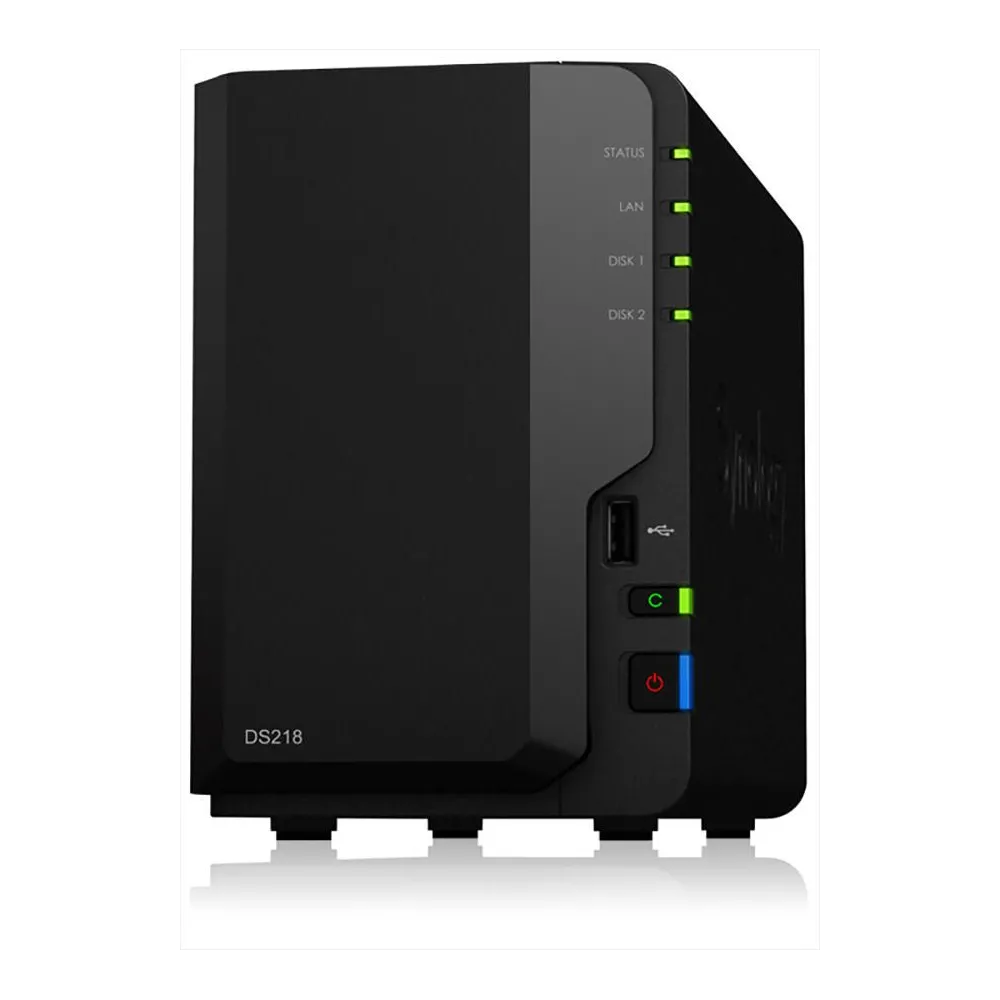 Nas synology tower hdd x 2 capacitate maxima 32 tb memorie ram 2 gb rj-45 (gigabit) porturi usb 2.0 | usb 3.0 x 2 ds218 (include