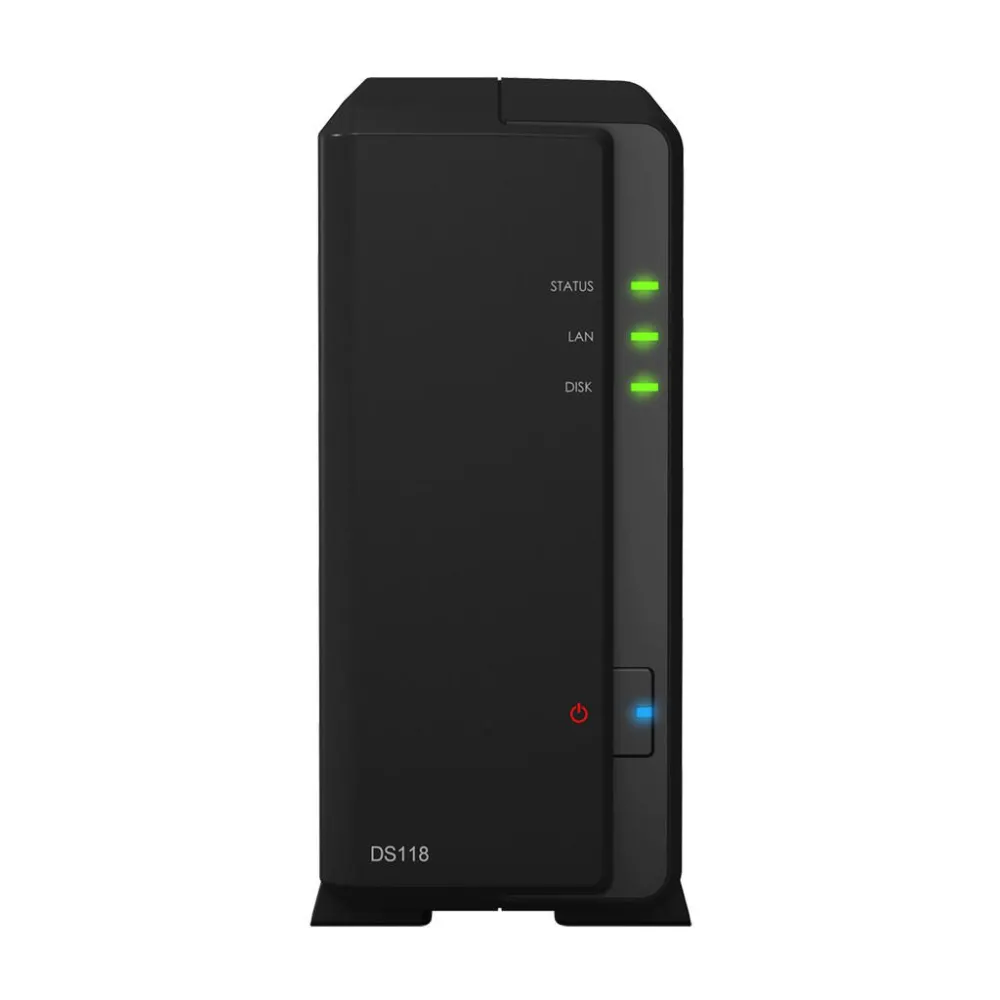 Nas synology tower hdd x 1 capacitate maxima 16 tb memorie ram 1 gb rj-45 (gigabit) porturi usb 3.0 x 2 ds118 (include tv 0.8lei