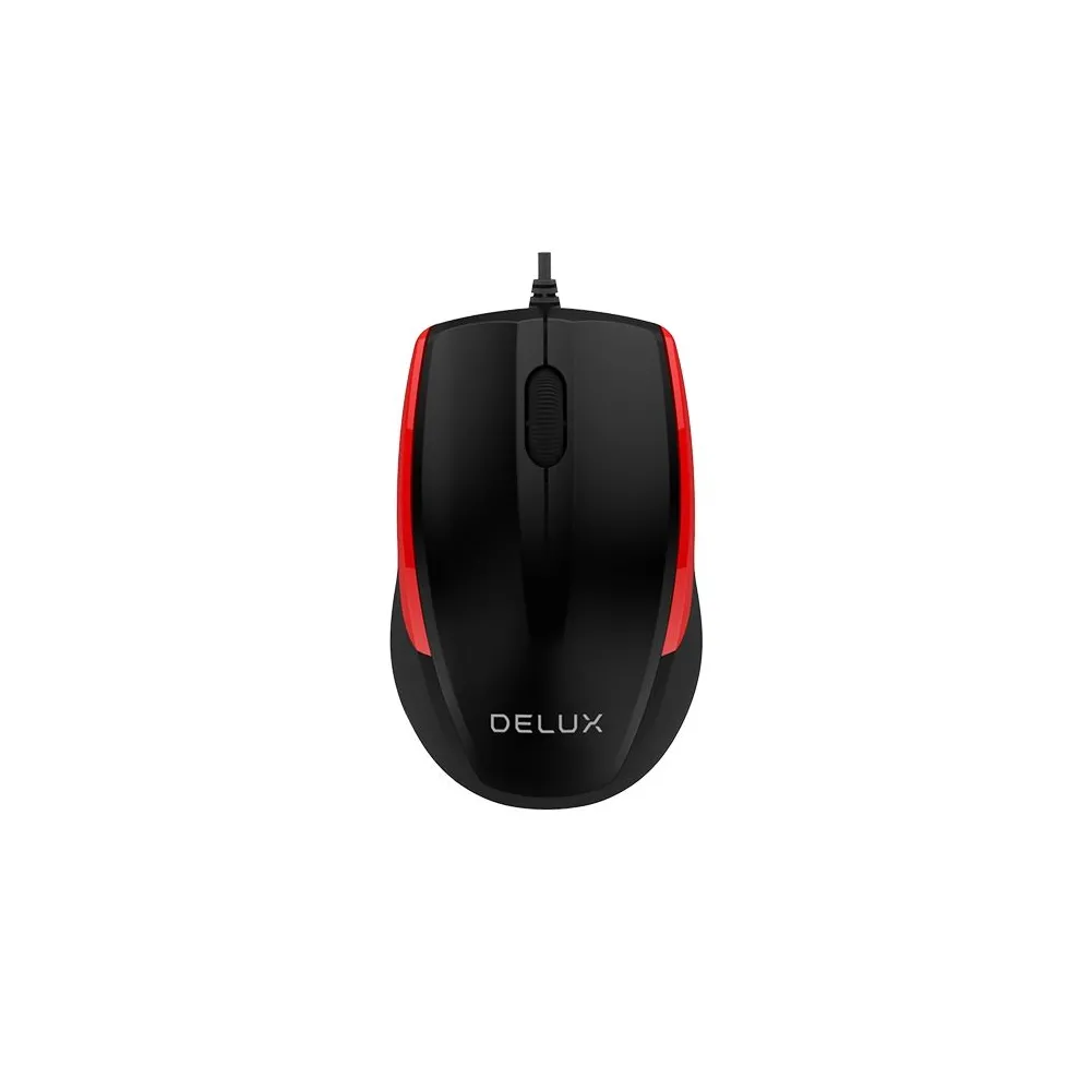 Mouse delux pc sau nb cu fir usb optic 1000 dpi butoane/scroll 3/1  negru-rosu m321bu-br (include tv 0.18lei) Delux - 1