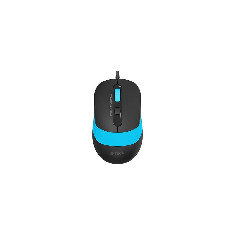 Mouse a4tech pc sau nb cu fir usb optic 1600 dpi butoane/scroll 4/1 buton selectare viteza negru / albastru fm10 blue (include t