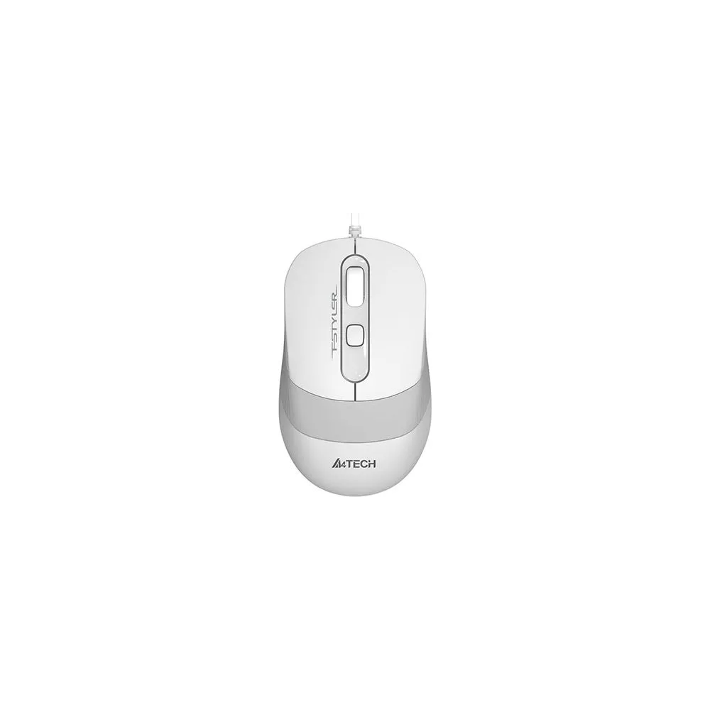 Mouse a4tech pc sau nb cu fir usb optic 1200 dpi butoane/scroll 4/1 buton selectare viteza alb / gri fm10 white (include tv 0.18