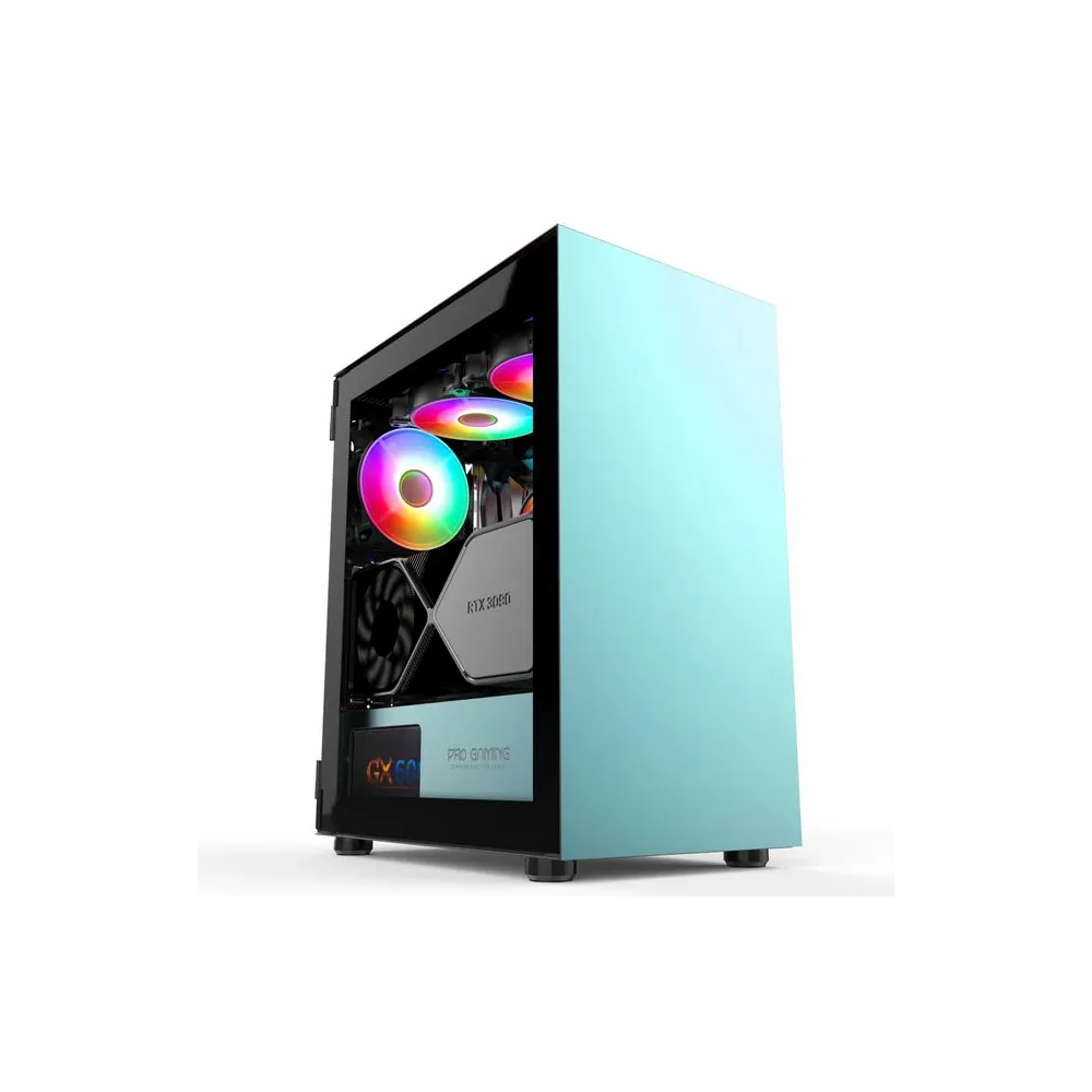 Carcasa pro gaming myrmidon argb mini tower verde tempered glass