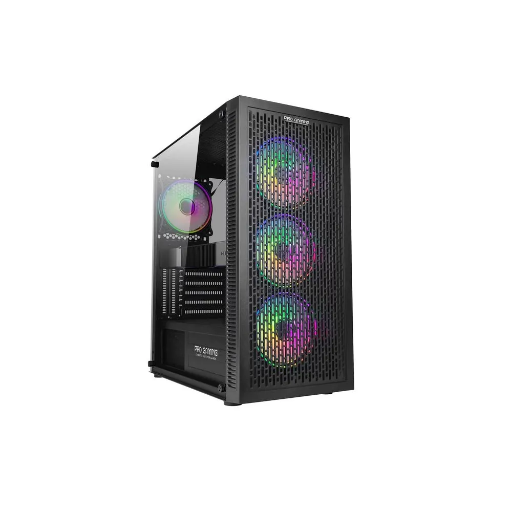 Carcasa pro gaming gladius mini tower argb negru tempered glass