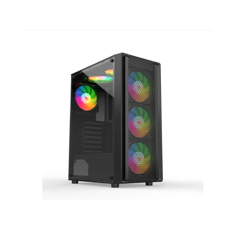 Carcasa pro gaming dune mid tower argb negru tempered glass