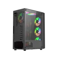 Carcasa pro gaming dune mid tower argb negru tempered glass