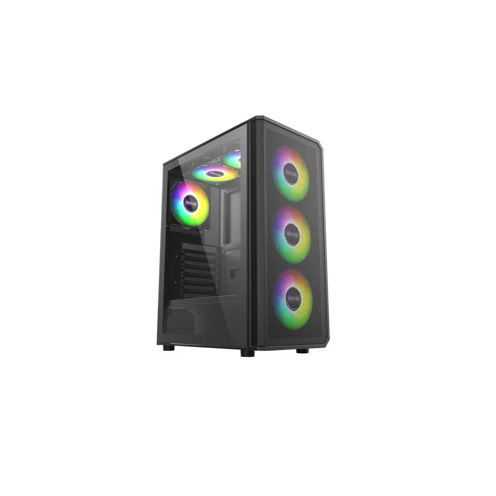 Carcasa pro gaming ghost mid tower argb negru tempered glass