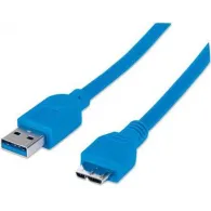 Manhattan USB 3.0, A Micro-B, 1 m cabluri USB USB 3.2 Gen 1 (3.1 Gen 1) USB A Micro-USB B Albastru