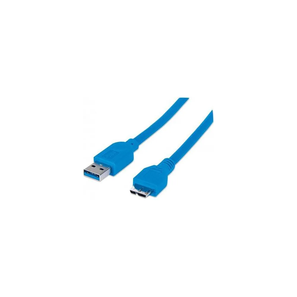 Manhattan USB 3.0, A Micro-B, 1 m cabluri USB USB 3.2 Gen 1 (3.1 Gen 1) USB A Micro-USB B Albastru