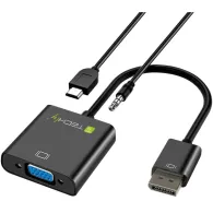 Techly HDMI - VGA+3.5mm+Micro USB B M F 0,15 m Negru