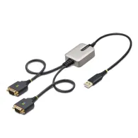 StarTech.com 2P1FFC-USB-SERIAL adaptor mufă cablu USB-A 2 x DB-9 RS-232 Negru, Gri