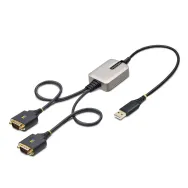 StarTech.com 2P1FFC-USB-SERIAL adaptor mufă cablu USB-A 2 x DB-9 RS-232 Negru, Gri