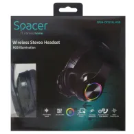 Casti  spacer wireless standard utilizare multimedia smartphone microfon pe casca conectare prin bluetooth 5.0 iluminare rgb neg