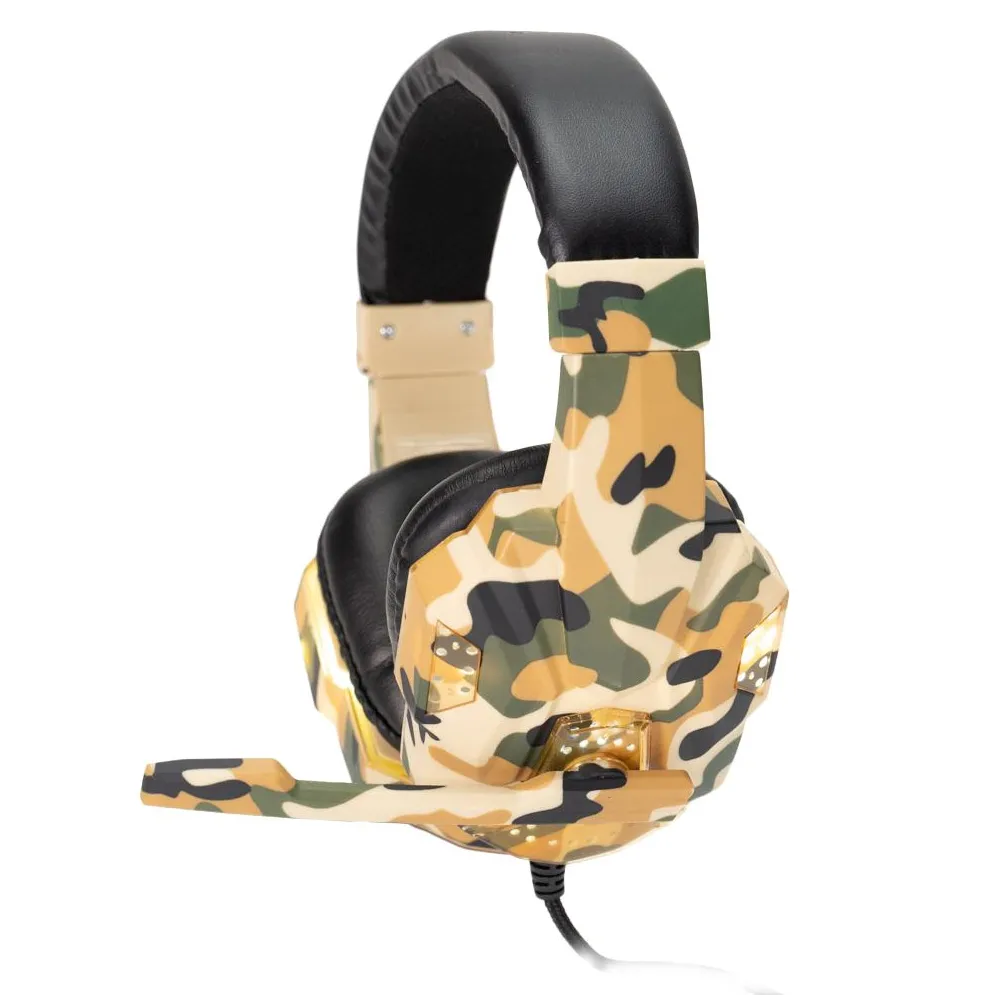 Casti spacer cu fir standard utilizare gaming microfon pe brat conectare jack 3.5 mm x 2 lumina verde camuflaj spgh-camo (includ