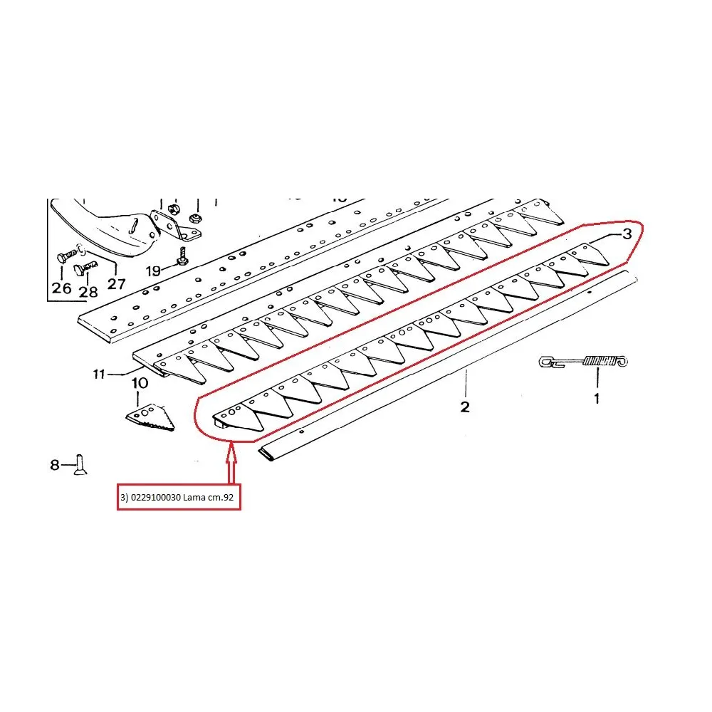 Lama cm.92 degete Motocultor