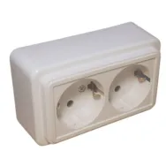 Priza dubla Spin - montaj aparent, alb