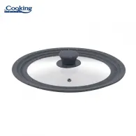 Glass lid with adjustable silicone edge on 3 sizes 28/30/32