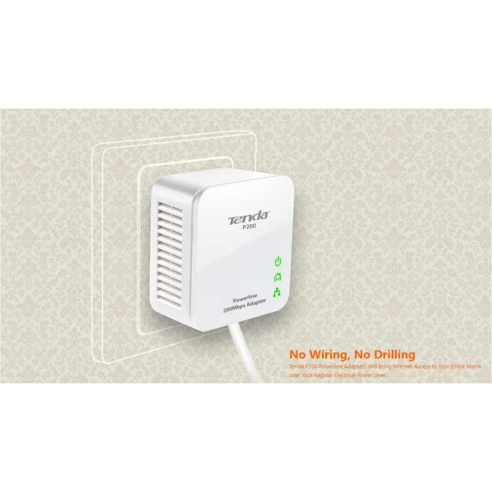 Tenda powerline 200mbps mini powerline adapter p200(2-pack) interfata: 2 *