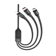 Cablu Incarcare USB la Lightning / USB Type-C / MicroUSB HOCO U104, 1.2 m, 6A, Negru