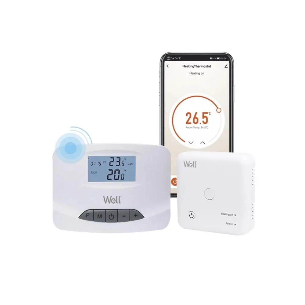 Termostat electronic Well, programabil cu afisaj digital wireless, smart, WIFI