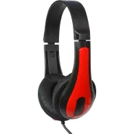 Casti  spacer cu fir standard utilizare multimedia microfon pe brat conectare prin jack 3.5 mm x 2 negru / rosu spk-507 (include