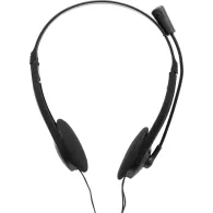 Casti  spacer cu fir standard utilizare multimedia call center microfon pe brat conectare prin jack 3.5 mm x 2 negru spk-223 (in