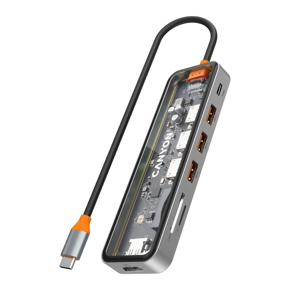 Canyon hub ds-13 7in1 4k usb-c transparent space grey