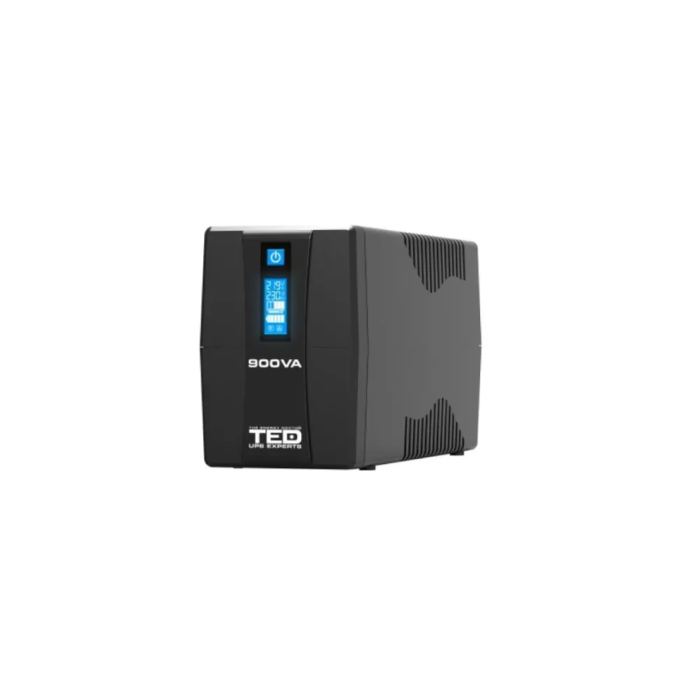 UPS TED Electric TED003942, 900VA / 500W Line Interactive cu 2 iesiri schuko si display LCD