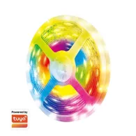 Banda LED RGB LogiLink, Wi-Fi, 400 lm, lumina colorata, autoadeziva, IP65, compatibil TUYA/Amazon Alexa/Google Home, 5m