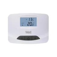 Termostat digital Well, cu fir, afisaj digital, alb
