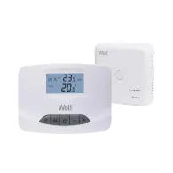Termostat Well, electronic programabil cu afisaj digital wireless, alb