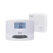 Termostat Well, electronic programabil cu afisaj digital wireless, alb
