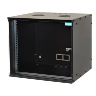 Cabinet 19 spacer   7u fixare pe perete flatpack (dezasamblat)  black 358 (h) x 515 (w) x 450 (d) mm usa sticla cu blocare otel 