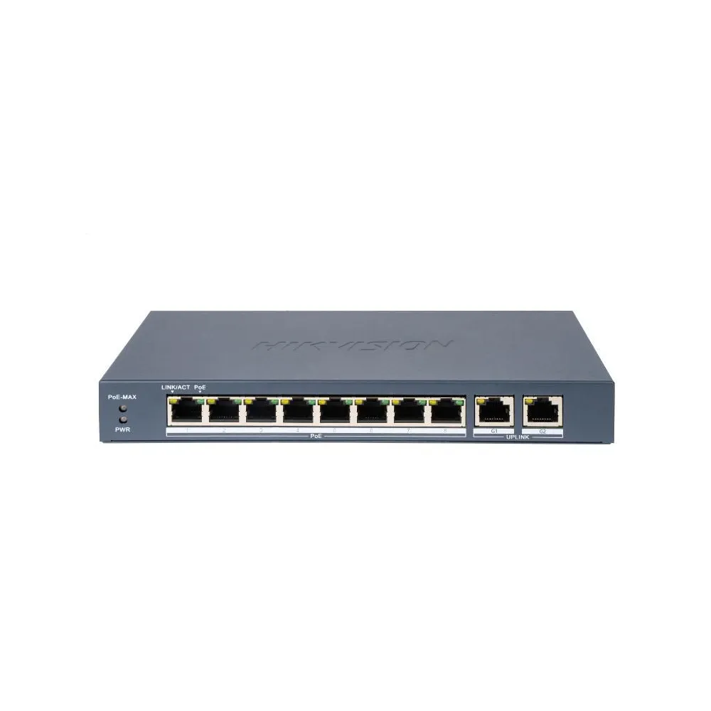 Switch poe hikvision ds-3e0310p-e/m(b): 8 × 10/100 mbps poe port