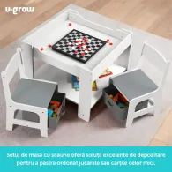 Set masuta si 2 scaune  alb mdf u-grow