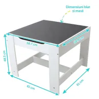 Set masuta si 2 scaune  alb mdf u-grow