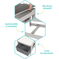 Set masuta si 2 scaune  alb mdf u-grow