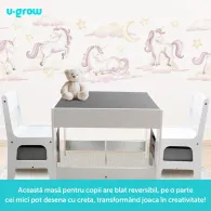 Set masuta si 2 scaune  alb mdf u-grow