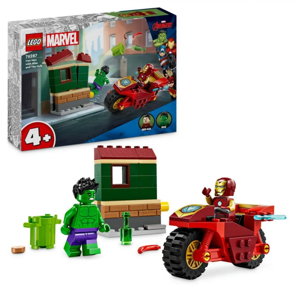 Iron man cu motocicleta si hulk lego 76287