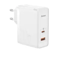 Incarcator retea baseus gan5 pro quick charge 100w 1 x usb 1 x usb type-c include cablu usb type-c la usb type-c 100w 1m alb 