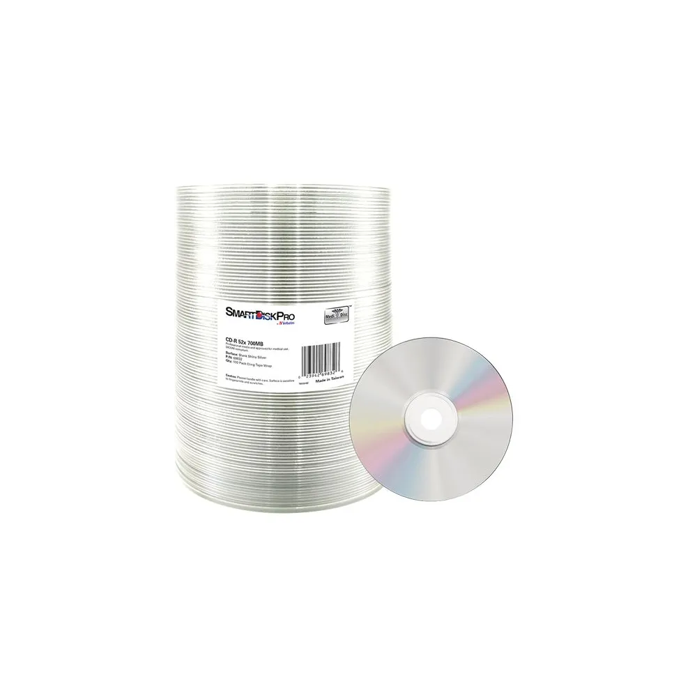 Cd-r smartdisk pro verbatim 52x shiny silver wrap 100 buc 69832