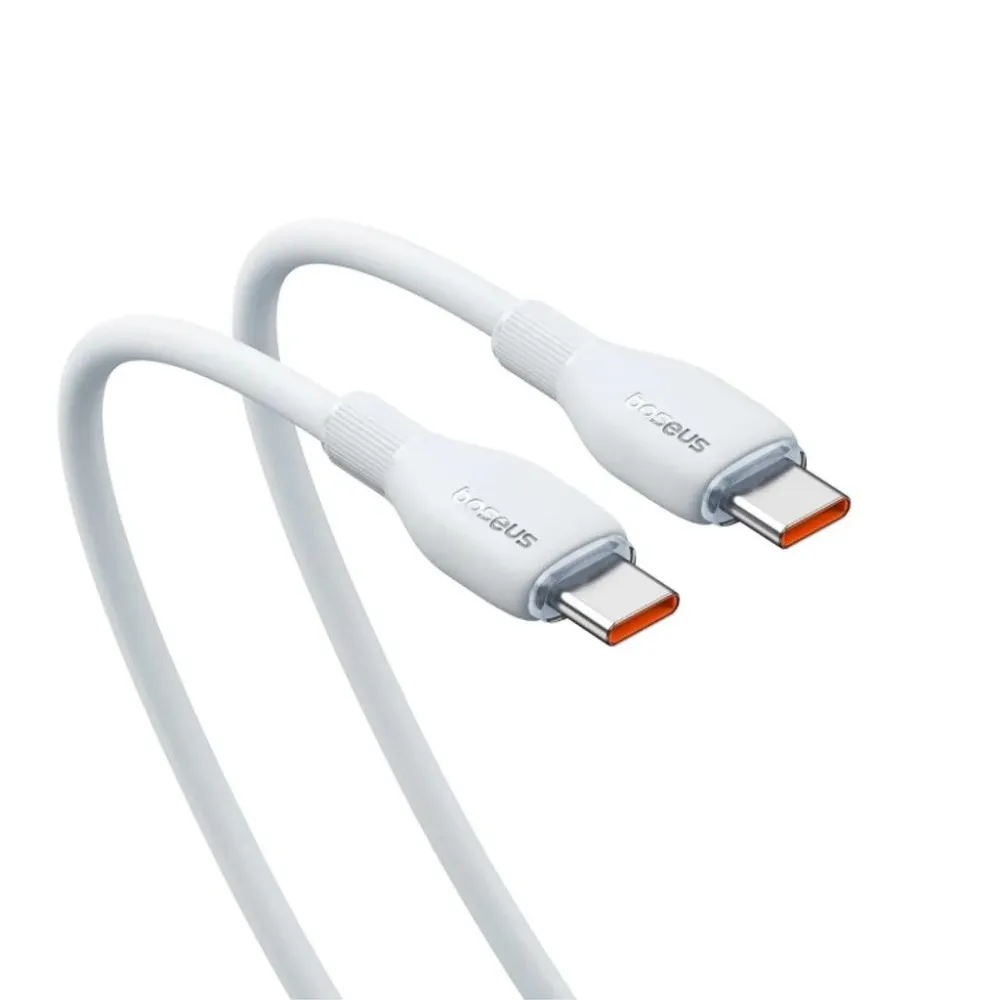 Cablu alimentare si date baseus pudding fast charging data cable pt. smartphone usb type-c la usb type-c 100w 2m alb p1035570