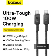 Cablu alimentare si date baseus unbreakable fast charging data cable pt. smartphone usb type-c la usb type-c 100w 1m braided