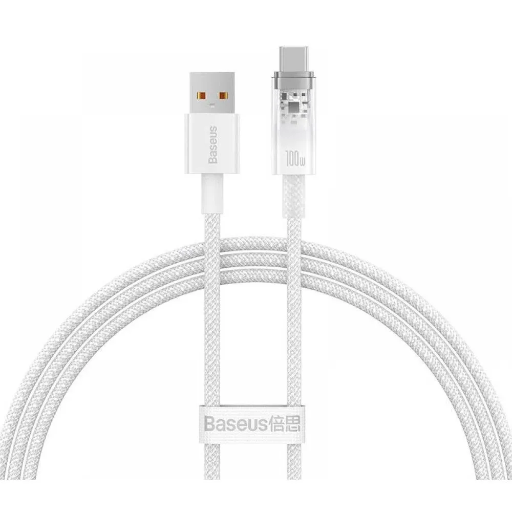 Cablu alimentare si date baseus explorer fast charging data cable pt. smartphone usb la usb type-c 100w senzor de temperatura