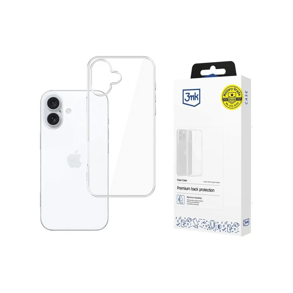 Protective cover 3mk clear case for iphone 16 transparent