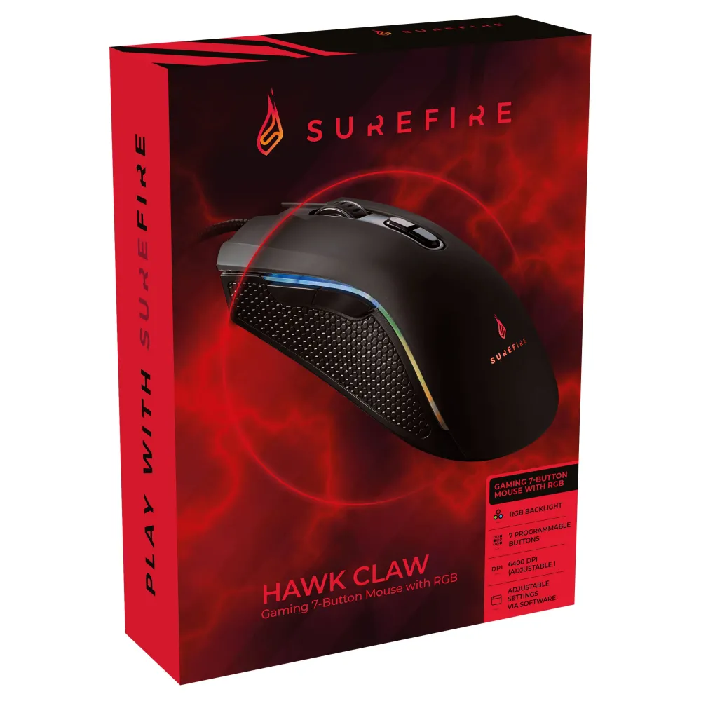 SureFire Hawk Claw mouse-uri Gaming Mâna dreaptă USB Tip-A Optice 6400 DPI