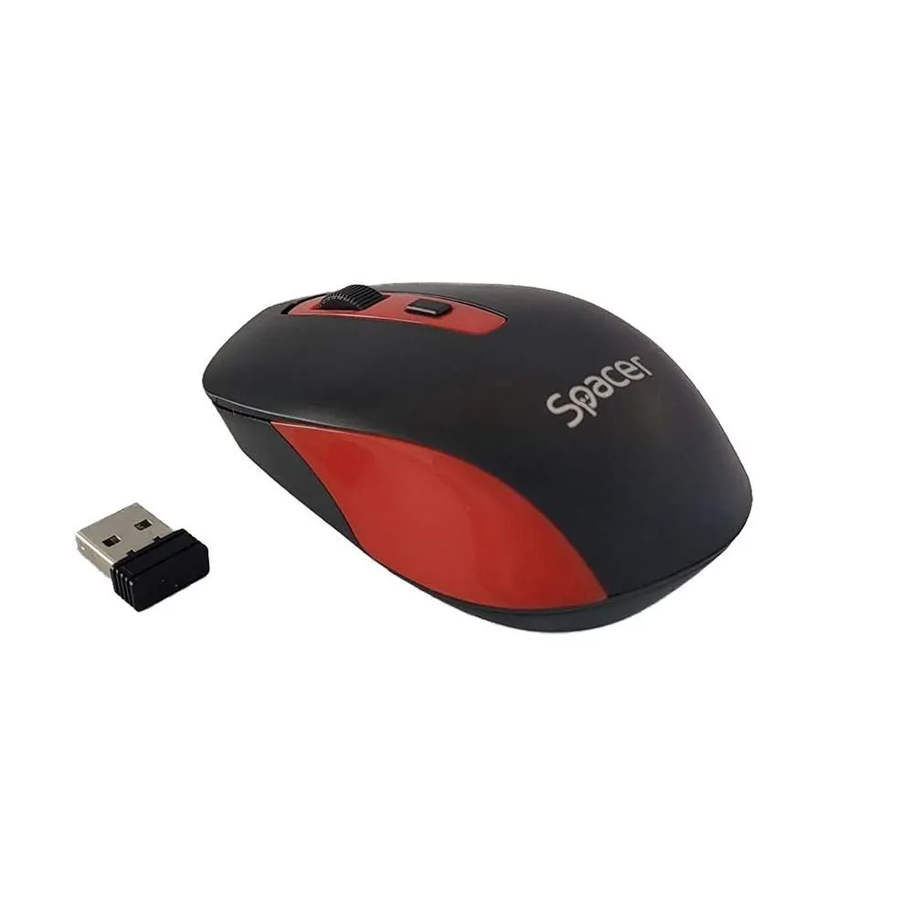 Mouse Spacer SPMO-WS01-BKRD, optic, USB Wireless, 1600dpi, Black-Red