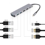 Gembird a-cm-combo3-03 multi port adapter usb type c 3in1 hub