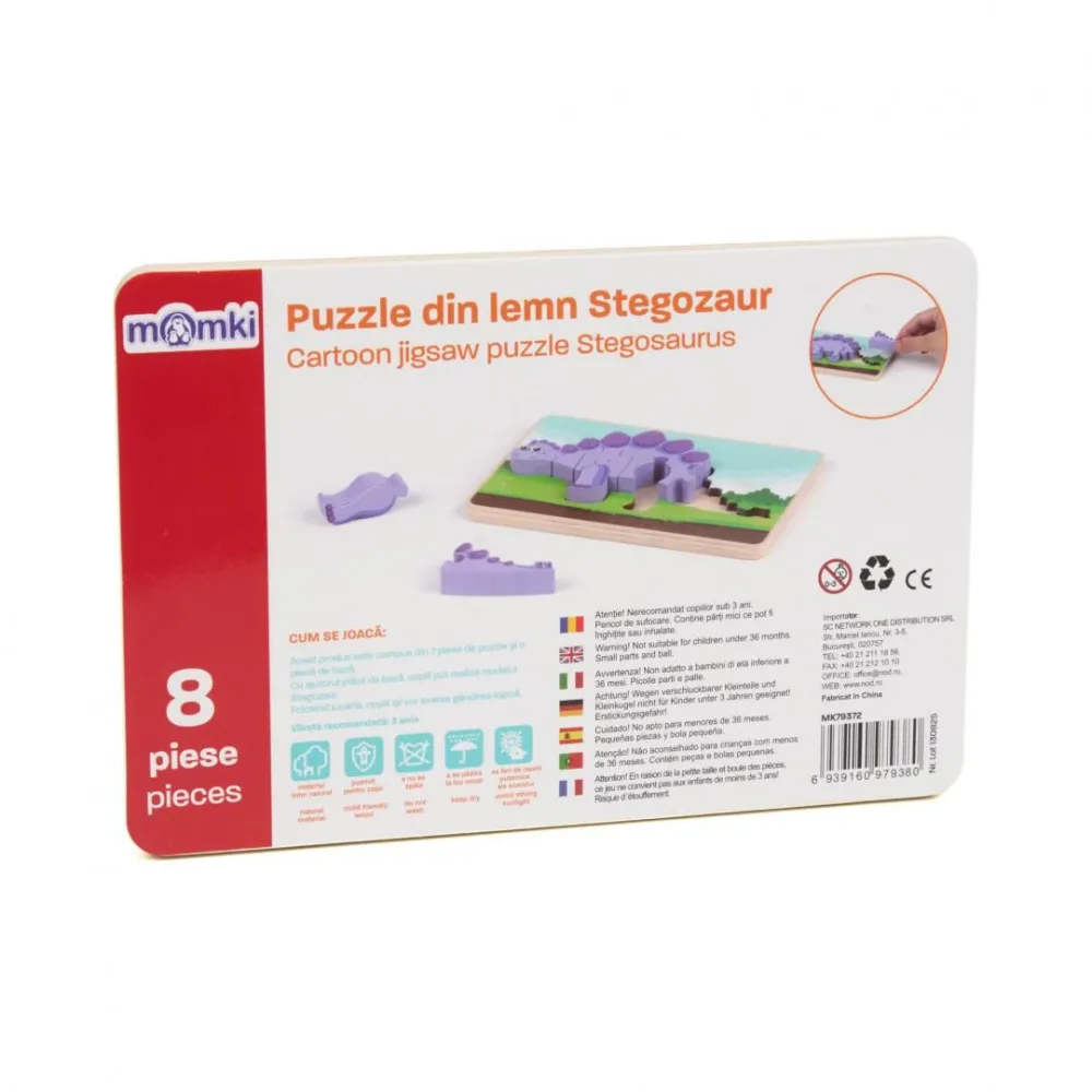 Puzzle din lemn stegozaur 8 piese
